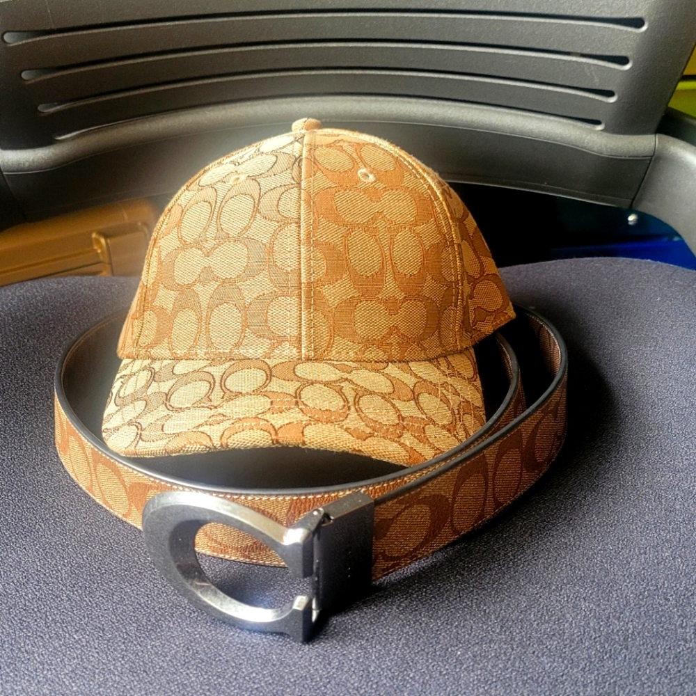 Mens Coach hat and belt